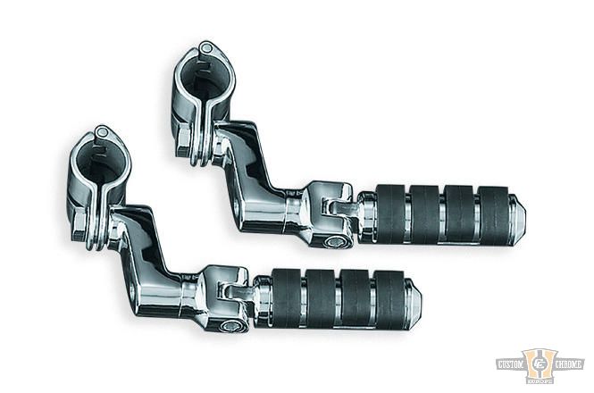 Small ISO Highway Pegs with Offset & 1-1/4" Magnum Quick Clamps Chrome For Harley-Davidson