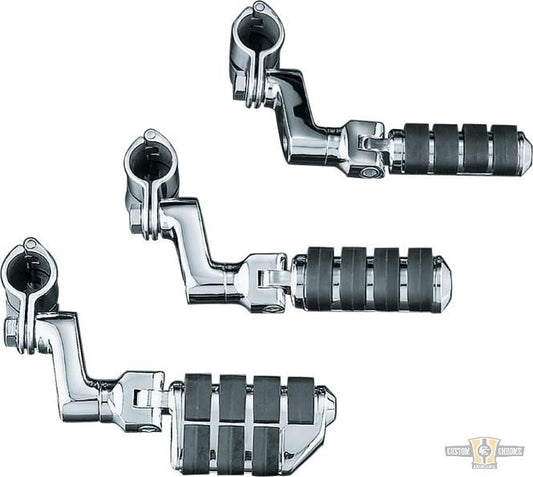 Large ISO Highway Pegs with Offset & 1-1/4" Magnum Quick Clamps Chrome For Harley-Davidson