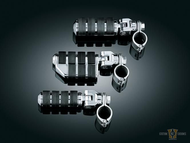 Large ISO- Pegs Rider Foot Pegs with Clevis & Magnum Quick Clamps Chrome For Harley-Davidson