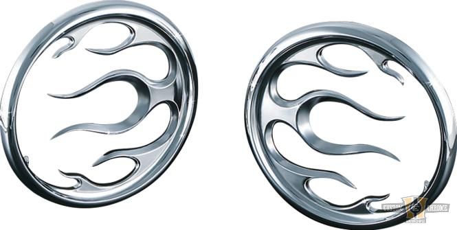 Flame Speaker Grills Chrome For Harley-Davidson