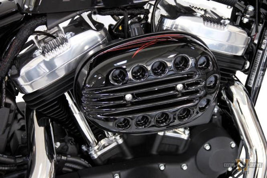 Slotted Air Filter Cover Black Gloss For Harley-Davidson