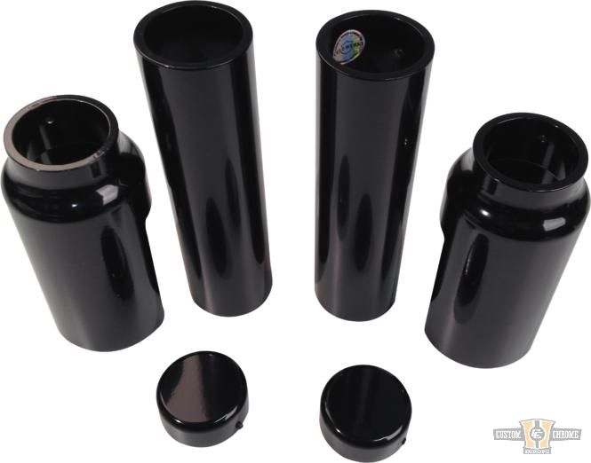 6-Piece Fork Covers with lower Fork Aluminum Covers Black Gloss Powder Coated For Harley-Davidson