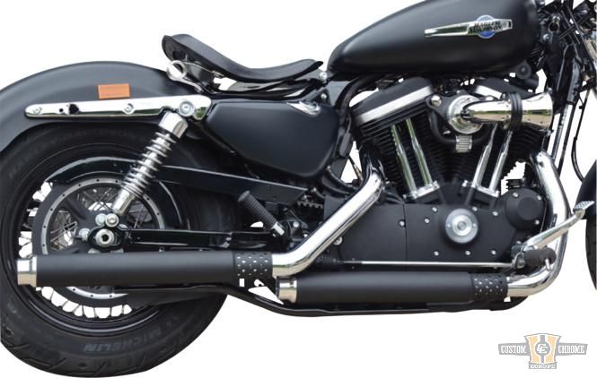 Gun Smooth Drilled Slip On Mufflers Black For Harley-Davidson