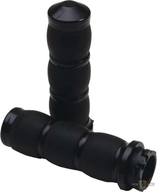 Air Cushion Velvet Air Grips Black 1" Anodized Cable operated For Harley-Davidson