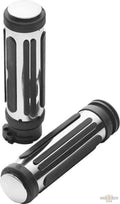 Ribbed Rubber Grips Black Chrome 1" Throttle By Wire For Harley-Davidson