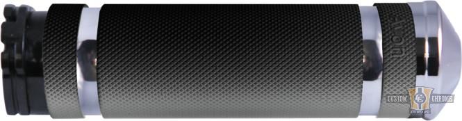 Air Cushion Supert Sport Grips Black Chrome 1" Cable operated For Harley-Davidson