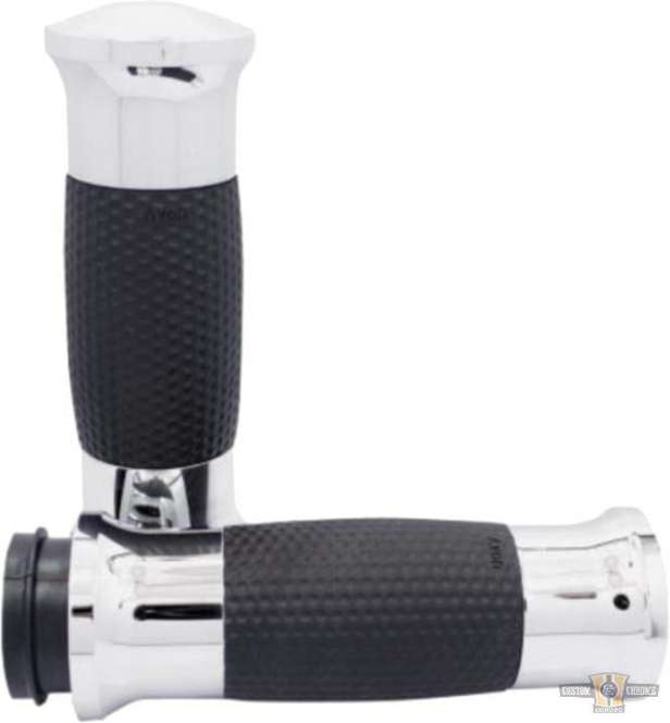 Air Gel Grips Black Chrome 1" Cable operated For Harley-Davidson
