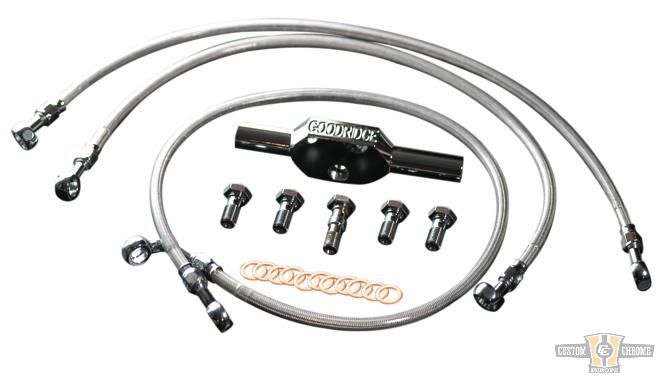 High End Brake Line Kit Stainless Steel Clear Coated 41,75" For Harley-Davidson