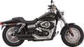 Double Groove Slip-On Muffler Black Satin For Harley-Davidson