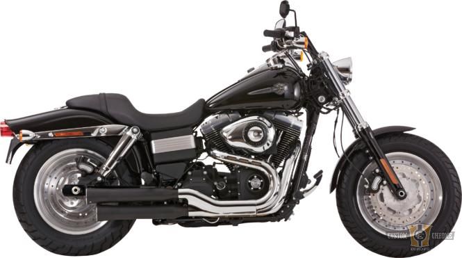 Double Groove Slip-On Muffler Black Satin For Harley-Davidson