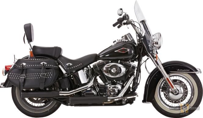 Double Groove Slip-On Muffler Black Satin For Harley-Davidson