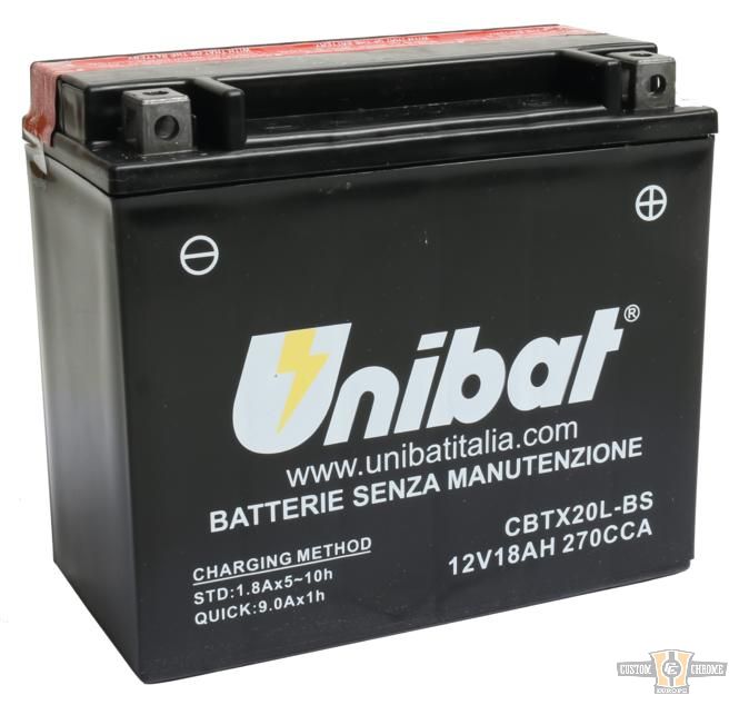 Maintance Free Series CBTX20L-BS AGM Battery AGM, 270 A, 18.0 Ah For Harley-Davidson