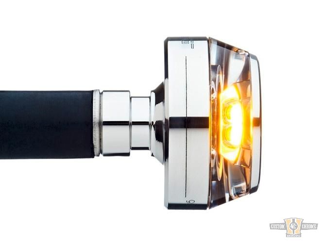 mo.blaze disc LED Bar End Turn Signal Aluminium Polished Clear LED For Harley-Davidson