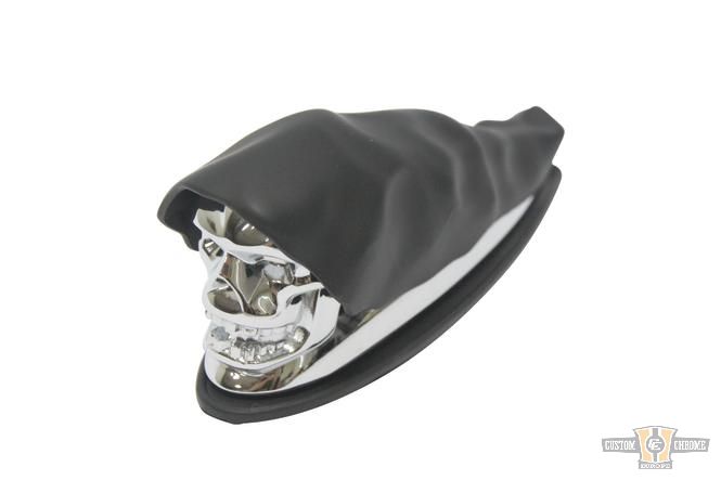 Hooded Skull Fender Ornament Black Chrome For Harley-Davidson