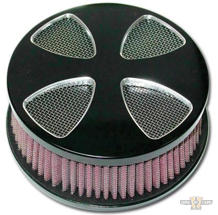 Smooth Cross Hi-Flow Air Cleaner Black For Harley-Davidson