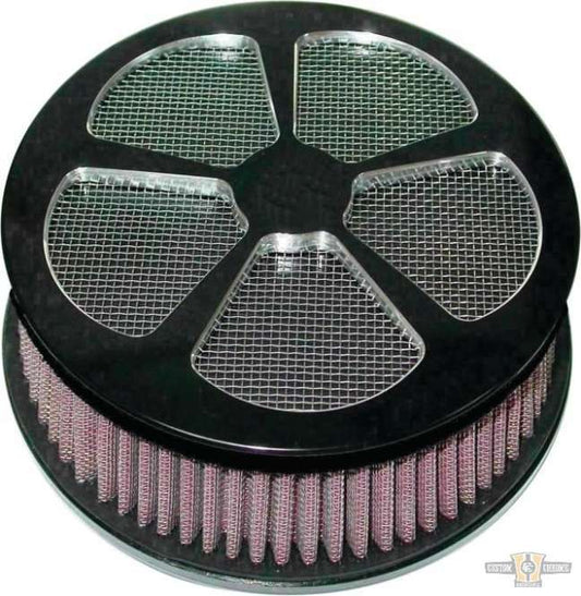 5-Spade Hi-Flow Air Cleaner Black Anodized For Harley-Davidson