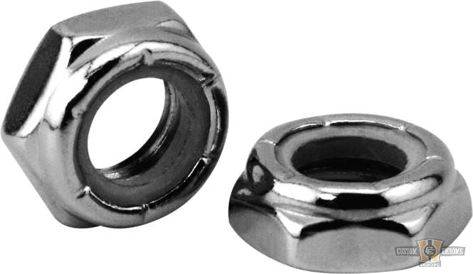 Thin Nylon Insert Hex Nut Pack Chrome Hex head 1/4"-20 UNC For Harley-Davidson