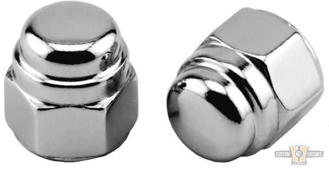 Flat Top Acorn Nut Pack Chrome 3/8"-24 UNF For Harley-Davidson