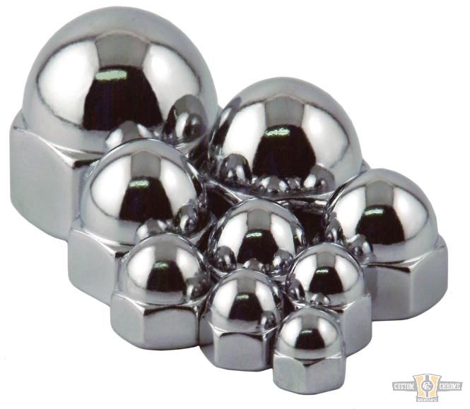 Flat Crown Acorn Nut Pack Chrome For Harley-Davidson