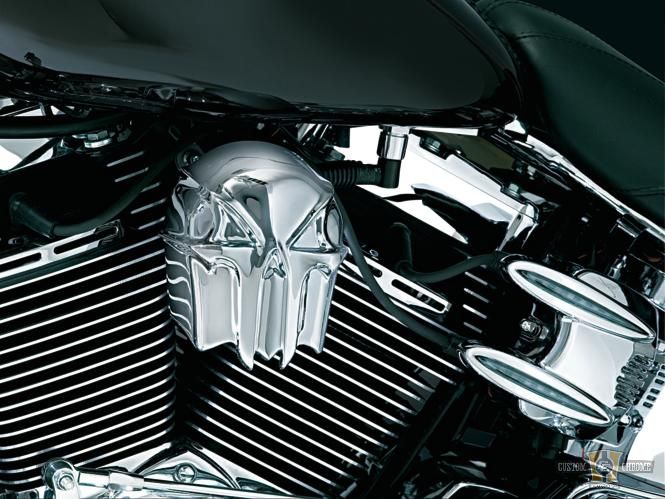 Skull Horn Cover Dark Chrome For Harley-Davidson
