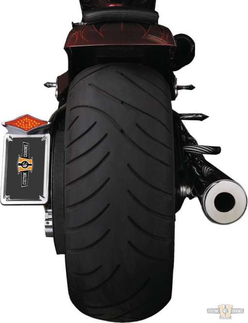 Vertical Diamond Taillight & License Plate Kit Chrome For Harley-Davidson