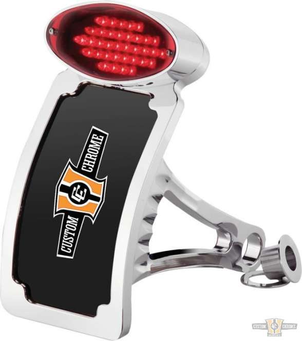 Curved Cateye Taillight & License Plate Kit Chrome For Harley-Davidson