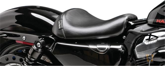 Bare Bones Smooth Solo Seat Black Vinyl For Harley-Davidson