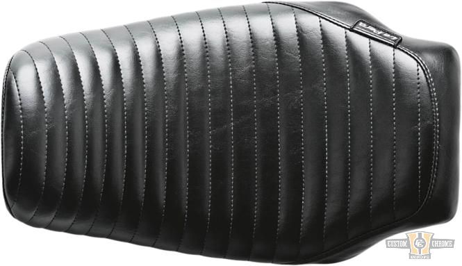 Bare Bones Pleated Stitch Solo Seat Black Vinyl For Harley-Davidson