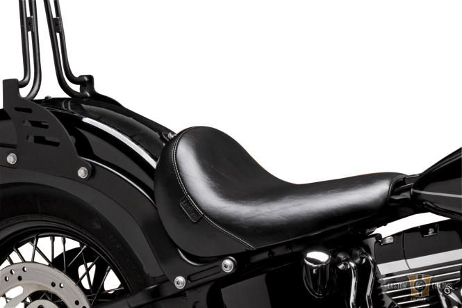 Bare Bones Smooth Solo Seat Black Vinyl For Harley-Davidson