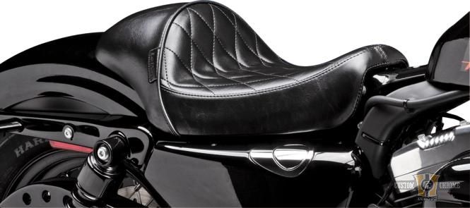 Stubs Cafe Diamond Stitch Seat Black Vinyl For Harley-Davidson