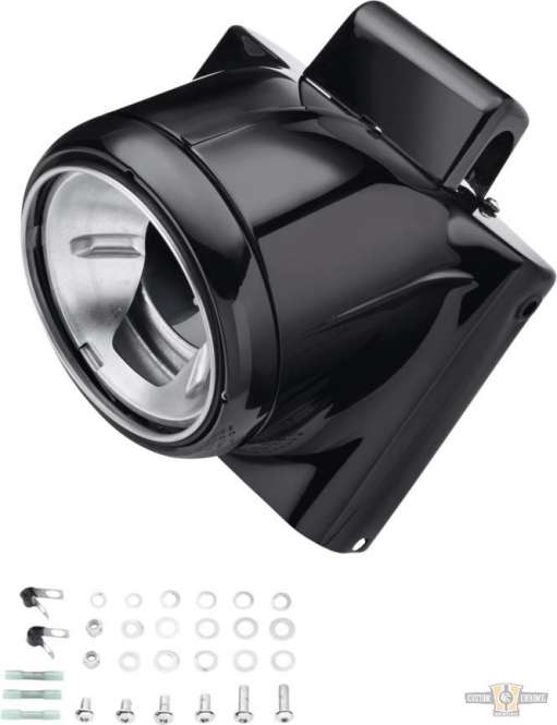 Nacelle 7" Headlight Housing Kit Black Anodized For Harley-Davidson