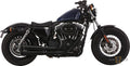 Double Groove Exhaust Systems Black Satin For Harley-Davidson