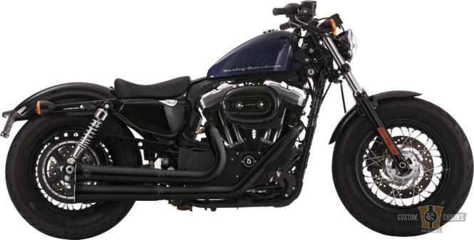 Double Groove Exhaust Systems Black Satin For Harley-Davidson