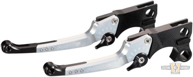 Good Guys Adjustable Hand Control Replacement Lever Black Silver Anodized For Harley-Davidson