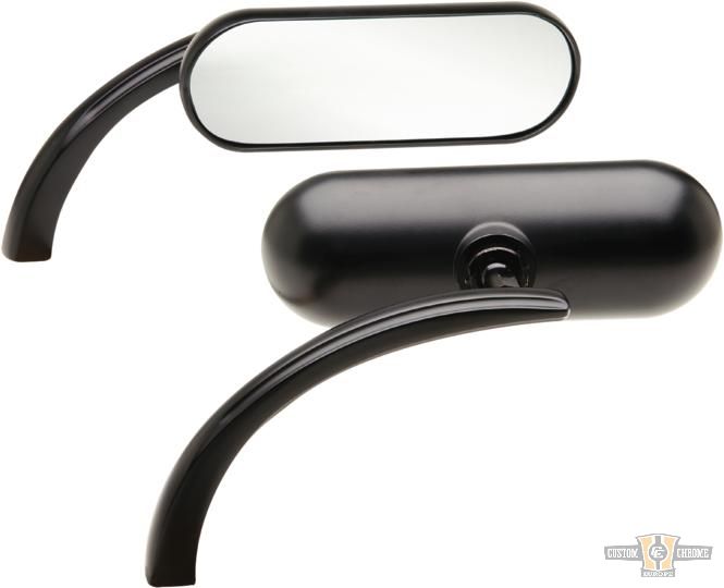 Mini-Oval Micro Mirror Black, Powder Coated For Harley-Davidson