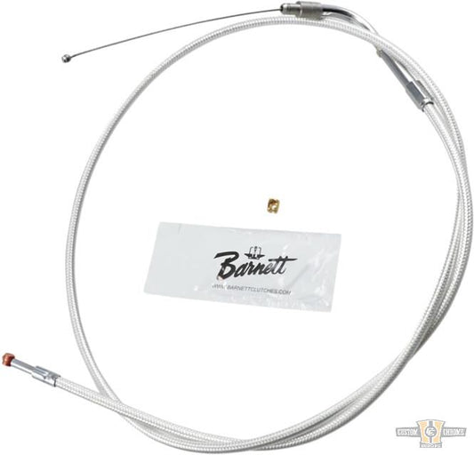 Platinum Series Throttle Cable Stainless Steel Clear Coated Chrome Look 28" For Harley-Davidson