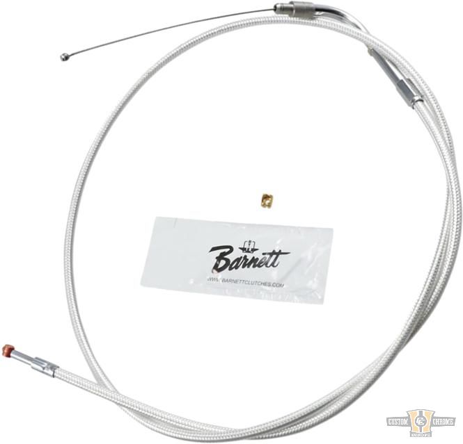 Platinum Series Throttle Cable Stainless Steel Clear Coated Chrome Look 33" For Harley-Davidson