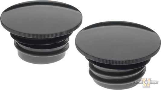 Domed Low Profile Stainless Steel Gas Cap Set Black For Harley-Davidson