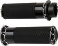 Beveled Fusion Grips Black 1" Anodized Cable operated For Harley-Davidson