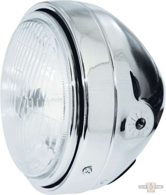 5 3/4" Headlight Chrome H4 For Harley-Davidson