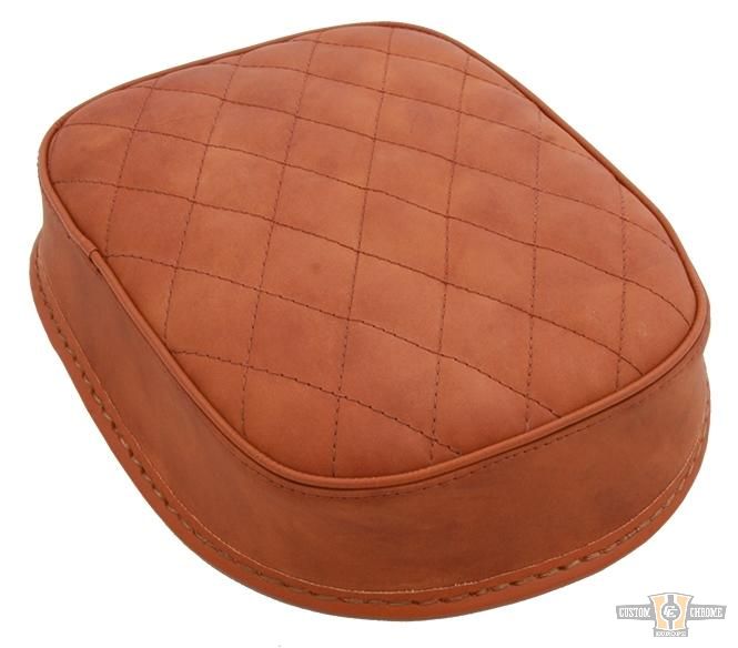 Diamond Suction Cup Pillion Pad Brown Leather For Harley-Davidson