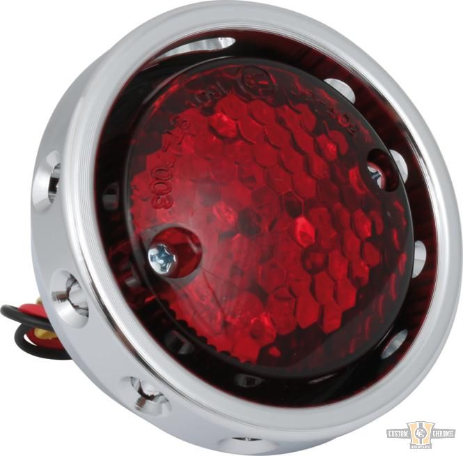 Retro Drilled LED Taillight Chrome Black LED For Harley-Davidson