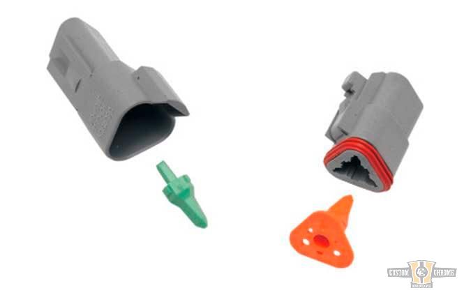 3 Wire Female Connector Housing Gray For Harley-Davidson