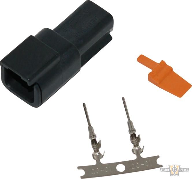 Deutsch DTM 2-Position Black Male Connector Black For Harley-Davidson