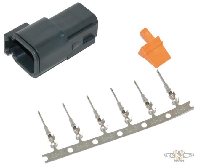 Deutsch DTM 6-Position Black Male Connector Black For Harley-Davidson