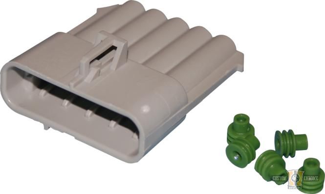 Delphi/Packard Weatherpack, 5-Wire Male Connector With Wire Seals Gray For Harley-Davidson