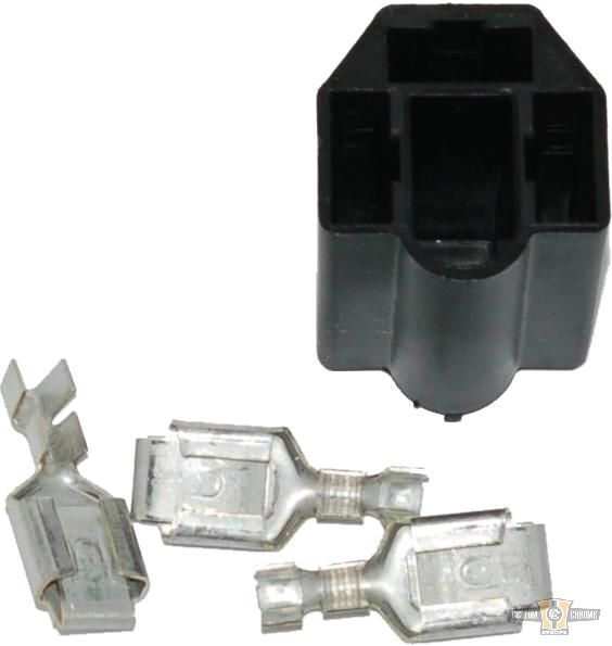 Replacement Headlight Socket & Terminal Kit Black For Harley-Davidson