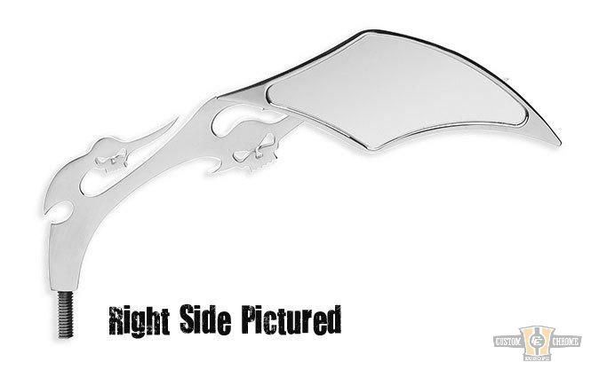Flame & Skull Mirror Chrome For Harley-Davidson