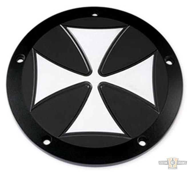 Iron Cross Derby Cover Black Satin For Harley-Davidson