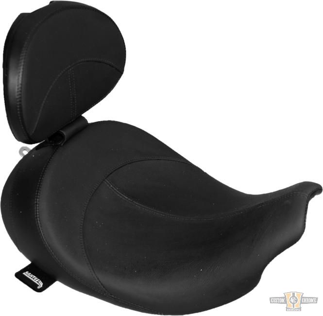 Hydra Smooth Seat Black Leather Vinyl For Harley-Davidson